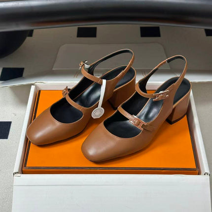 26S SANDAL PUMPS IN GOLD BROWN CALFSKIN