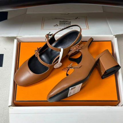 26S SANDAL PUMPS IN GOLD BROWN CALFSKIN