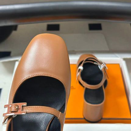 26S SANDAL PUMPS IN GOLD BROWN CALFSKIN