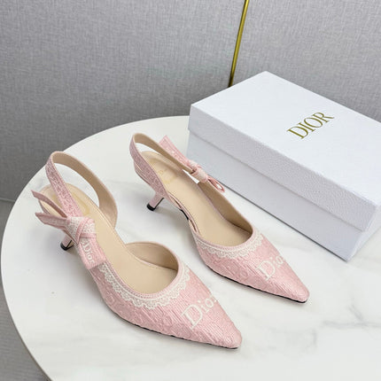 26S SLINGBACK PUMPS IN PINK FABRIC EMBOSSED LOGO