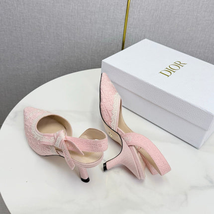 26S SLINGBACK PUMPS IN PINK FABRIC EMBOSSED LOGO