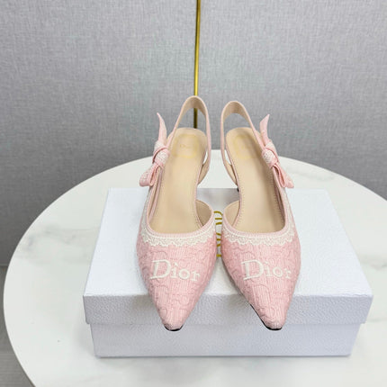 26S SLINGBACK PUMPS IN PINK FABRIC EMBOSSED LOGO