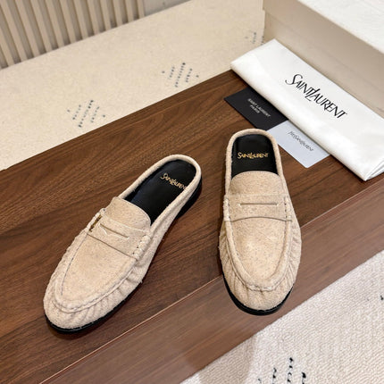 26S LOAFER MULES IN BEIGE SUEDE