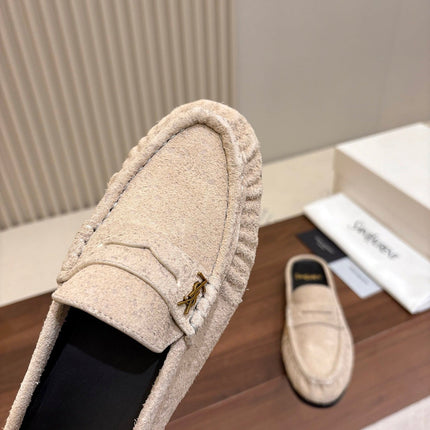 26S LOAFER MULES IN BEIGE SUEDE