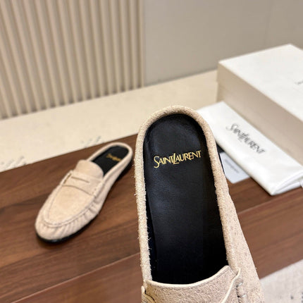26S LOAFER MULES IN BEIGE SUEDE