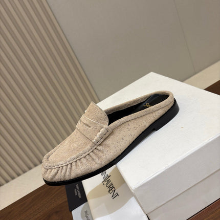 26S LOAFER MULES IN BEIGE SUEDE